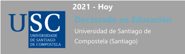 2021 - Hoy Doctorado en Educación Universidad de Santiago de Compostela (Santiago)